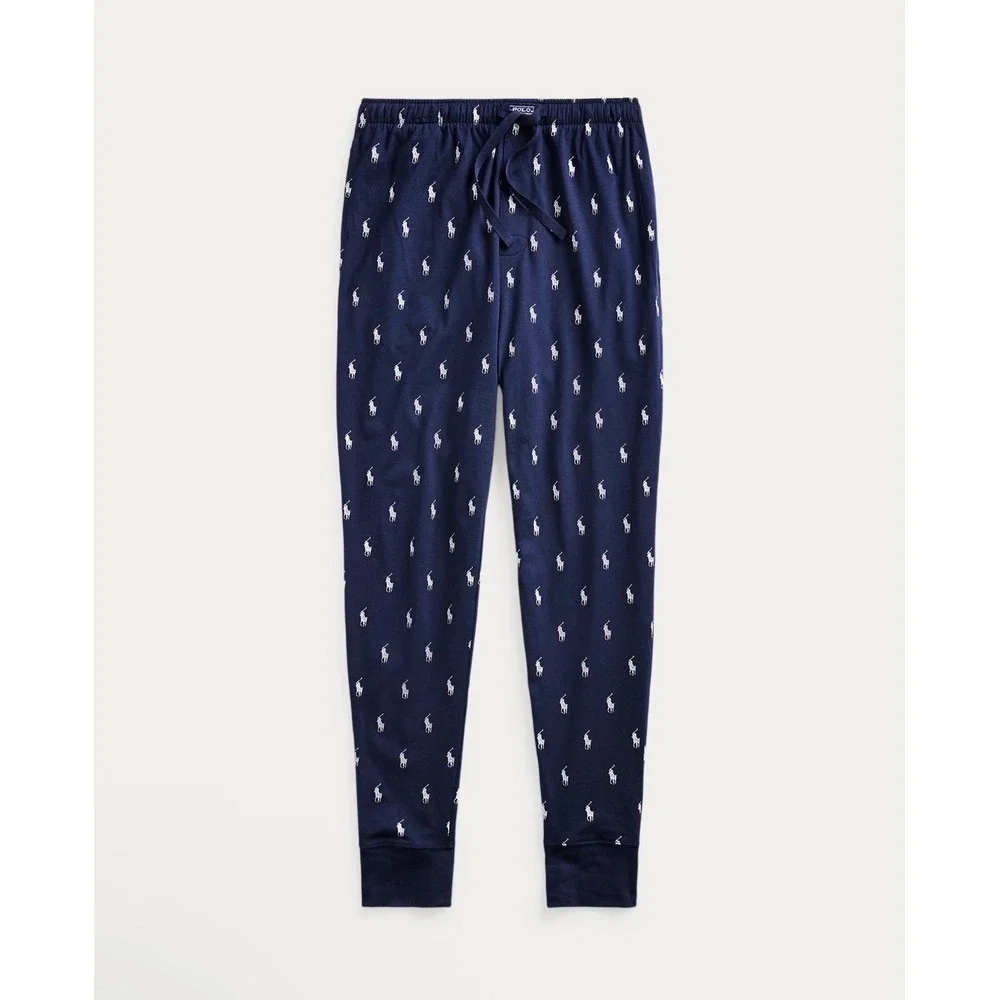 Polo Ralph Lauren Mens Navy Blue Pony Logo Sleepwear Jogger Pants Size Medium